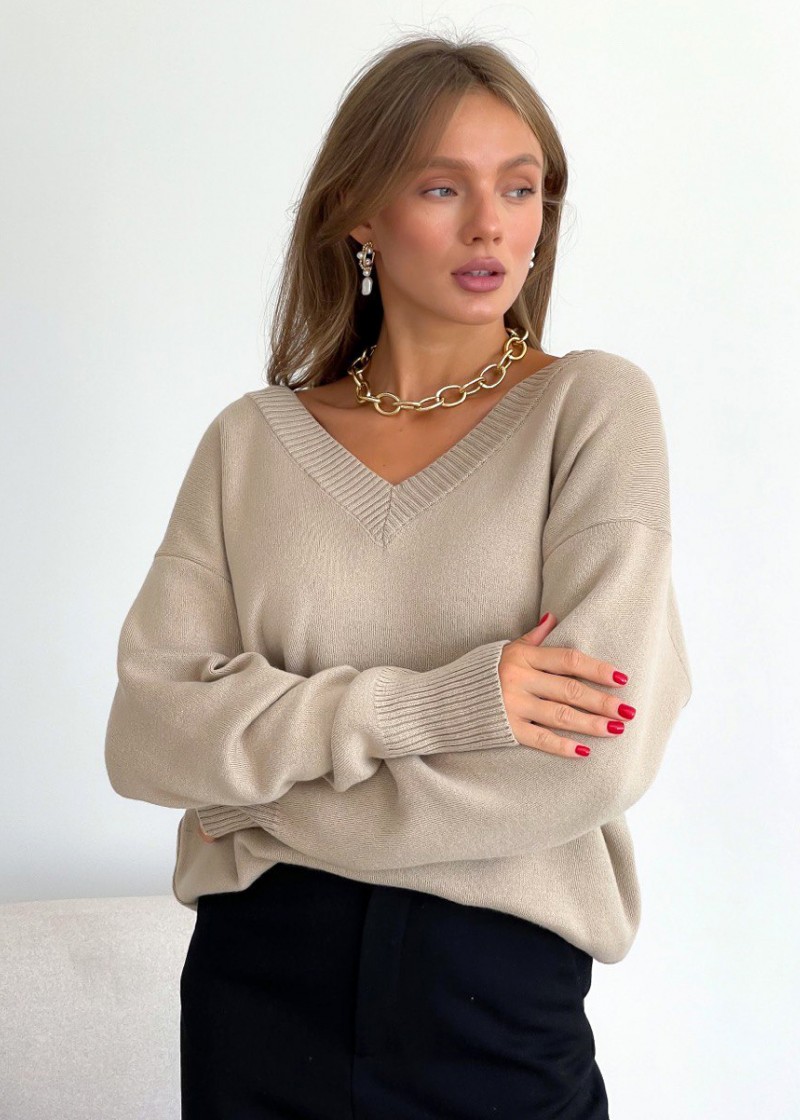 V-neck sweater "Miranda" (Beige)