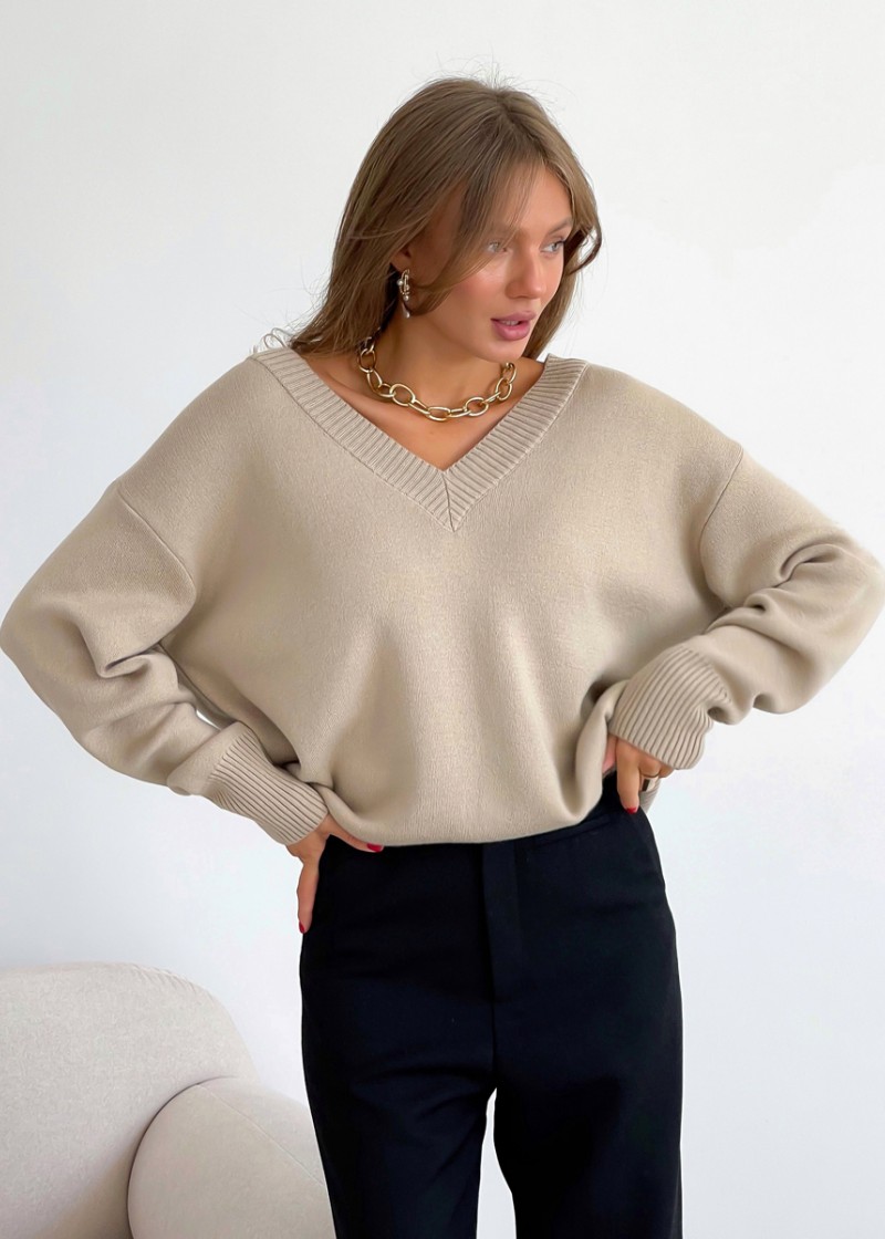 V-neck sweater "Miranda" (Beige)